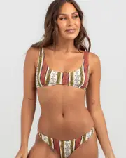 [Billabong] Billabong Women's King Stingray Diamond Bralette Bikini Top in Chino Size 8 8 Chino