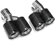 Dual Out Exhaust Tip Carbon Fiber Muffler Tip Compatible For BMW 525i 528i 530i G30 G31 5 Series Exhaust Tip Nozzle 2018+(Carbon Fiber C)