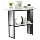 2-tier Console Table Faux Marble Sofa Table Compact Rectangular Foyer Table