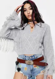 Smokey Find Your Calling Fringe Sweater