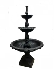 LISBON 3 TIER CAST IRON SELF CONTAINED GARDEN FOUNTAIN BLACK/RED/GOLD 210CM