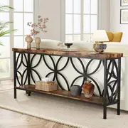 Tribesigns 70.9-Inch Entry Console Table with Storage Rustic Brown