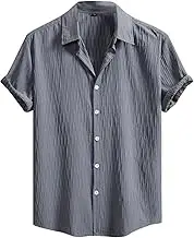 Hawaiian Shirts for Men Short Sleeve Beige Plain White T Shirt Slim Fit Work Hi Viz Orange Linen Casual Button Down Holiday Jumper Polo Big and Tall Formal Dress Regular