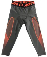 UNDER ARMOUR Heat Gear Compression Medium Leggings Gray Orange Brand New NWT