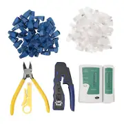 Network Cable Tester RJ45 Crimper Crimping Tool Kit Wire Stripper W/ 50x Pass Th