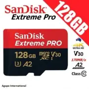 SanDisk Extreme Pro 128GB microSDXC Memory Card UHS-I U3 V30 A2 4K Full HD 170MB