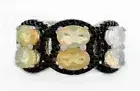 GENUINE 4.80 Cts OPAL & BLACK ONYX RING .925 Silver - New With Tag