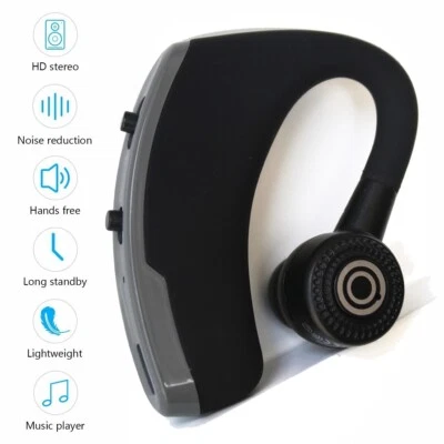 Universal Wireless Headset with Mic and Music, for iPhone, Smartphones, Black