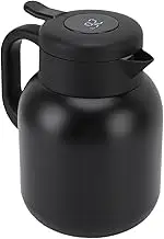 Thermal Coffee Carafe, Stainless Steel Vacuum Insulated Coffee Thermo Teapot Thermo Teapot Beverage Server Dispenser for Water Milke Tea (Black)