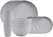 AIMALL 16pcs Wheat Straw Tableware Set, Portable Outdoor Plates, Bowls, Cups, Cutlery - Lightweight, Unbreakable & Microwave Safe