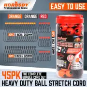 45Pc Elastic Bungee Ball Tie Down Cord Loop Stretch Tarp Tent Awning Strap Black
