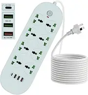 Power Board Surge Protected, 12-in-1 Power Strip 8 Widely Outlets 4 USB Ports - Max 40W 9.6A Fast Charging (PD 20W USB C + QC 3.0 USB), Powerboard with 1.8M Extension Cord, Wall Mount for Home Office