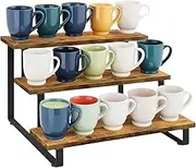 Wood Risers Display Stands | 3-Step Condiments Jars Shelf | Portable Display Stand for Catering Jewellery Craft Show Market Fair Kitchen Hosting Events