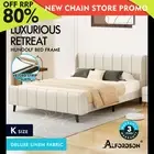 ALFORDSON Bed Frame King Size Tufted Headboard Base Beige Fabric HUNDOLF