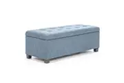 Storage Ottoman Stool 102cm Fabric LIGHT GREY BLUE