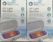 (2) Comfort Zone Clean Enclosed UV Light Sterilizer Box for Phones Masks Keys