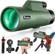 NEW Pankoo 12x50 HD Monocular Telescope w/Smartphone Adapter, Tripod, Hand Strap