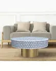 Indian Homemade Bone Inlay Coffee Table Modern Inlay Round Wooden Coffee Table