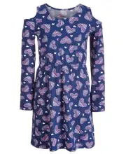 Epic Threads Big Kid Girls Cold-Shoulder Heart-Print Dress Medieval Blue