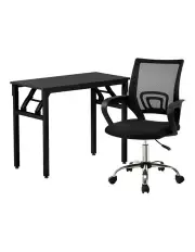 [Artiss] Computer Desk Mesh Office Chair Set in Black