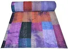 Indian Handmade Tie Dye Patchwork Kantha Quilt Throw Blanket Bedspread Gudari