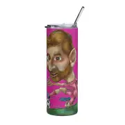 Messi Sliding #9003 Stainless Steel Pink Tumbler Funny Gift by JunoArtnDesign