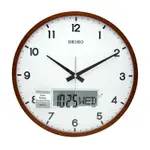 《精準鐘錶》🔥日本 精工 SEIKO 雙顯式精緻典雅 木框 靜音 時鐘 掛鐘 QXL008.QXL008B