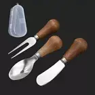 Stainless Steel Knives Scoop Fork Wooden Handle Cheese Knife Cutter Tableware Au