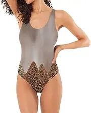 [RPLIFE] Coffee Brown Ladies Bathing Suit, Padded One-Piece Swimsuits for Women Petite Bathing Suits for Women