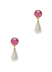 Kenneth Jay Lane Crystal and Pearl-embellished Drop Earrings - Pink And White - One Size One Size
