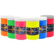 6 x 500ml UV Glow Neon Face & Body Paints With 6 Free Blacklight