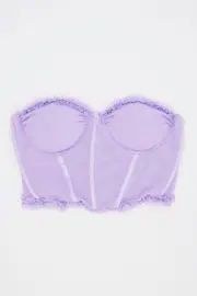 Purple Mesh Corset Top Lingerie - Size L, Women's Bralette