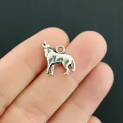 2 Wolf Charms Antique Silver Tone Howling Wolf 2 Sided Amazing Quality - SC7913