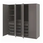 PAX / FORSAND wardrobe combination, dark grey/dark grey, 200x60x201 cm