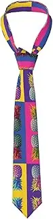 [LWJUWOKL] Colorful Pineapple Pattern Men'S Silk Tie Men'S Suit Tie Fashion Tie Printed Tie Wedding Party, Black, One Size