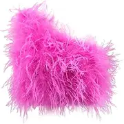 [Generic] Women Asymmetric Mini Camisole One-Shoulder Tops Ostrich Feather for Party Single-Shoulder Tube top
