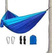 Outdoor Hammock, Portable Nylon Backpacking Camping Hammocks, Parachute Nylon Swing Bed with Tree Straps Single/Double Hiking Gear for Adults Men Women