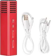 XUMIUZIY Karaoke Loudspeaker,External Sound Card,Anti-Interference Function,A2 Portable Mini Microphone Voice Change Mic Karaoke Voice Podcasting for Smartphones Tablets (Red)