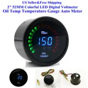 2" 52MM Colorful LED Digital Voltmeter Oil Temp Temperature Gauge Auto Meter