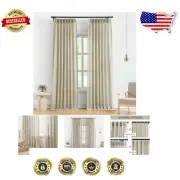 Modern Textured Linen Blended Semi-Sheer Curtains 40"W x 95"L - Light Filtering