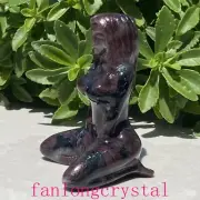 3" Natural Garnet Women Naked Quartz Crystal Skull Carved Goddess Reiki 1pc