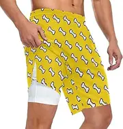 [ZZXXB] Dog Bones Athletic Shorts for Men with Pockets 2 in 1 Quick Dry Running Shorts S-3XL
