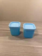 Tupperware Freeze-It Mini Square Rounds Set of 2 Containers 2.5 oz. Blue New!
