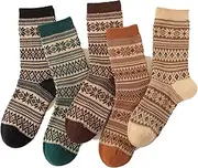 [Generic] 5 Pairs SocksUp Nordic Style Warm Socks for Women — Finely Crafted for Everyday Luxury, Cozy, UGG-Friendly Winter Thermal Socks (Women 5–8)