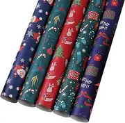 Fellflying Christmas Wrapping Paper Set | Snowflake Wrap Paper,Christmas Wrapping Paper Christmas Tree Pattern Wrap Paper for Boys Girls Kids