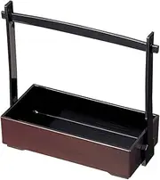 (A) 7 Inch Okonomisen Sensuji Bento Lunch Box with Handle, Black Painted Inside Storage [10.9 x 4.1 x 8.7 inches (25.3 x 10.6 x 22 cm), Inner Dimensions: 8.0 x 3.8 x 1.8 inches (20.4 x 9.7 x 4.7 cm),