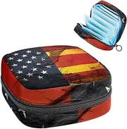 Period Bag,Sanitary Napkin Storage Bag,American and German Flags,Tampon Holder for Purse