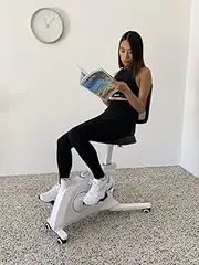 BIKEDESK Chair Bike Pedal Exerciser - Home Workstation Exercise Cycle, Magnetic Resistance Multiple Levels Cycle and Seat with Backrest, Cycling for Office, Adjustable Seat Height