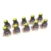 10 Units 50K B50K OHM Linear Taper Rotary Potentiometer POT Yellow Knob