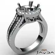 Halo Diamond Engagement Round Cut Semi Mount 0.85Ct Split Shank Ring Platinum